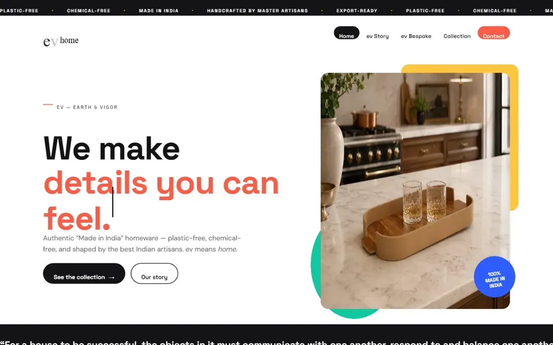 EV Home — a store designed and built by Scaling Socials, desktop view
