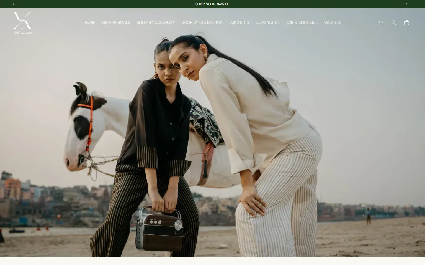 Kosh Kulture — a store designed and built by Scaling Socials, desktop view