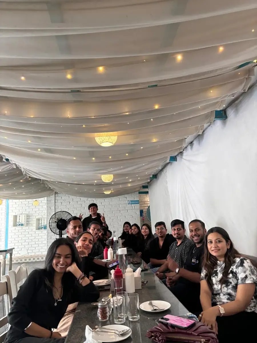 The team at a company dinner