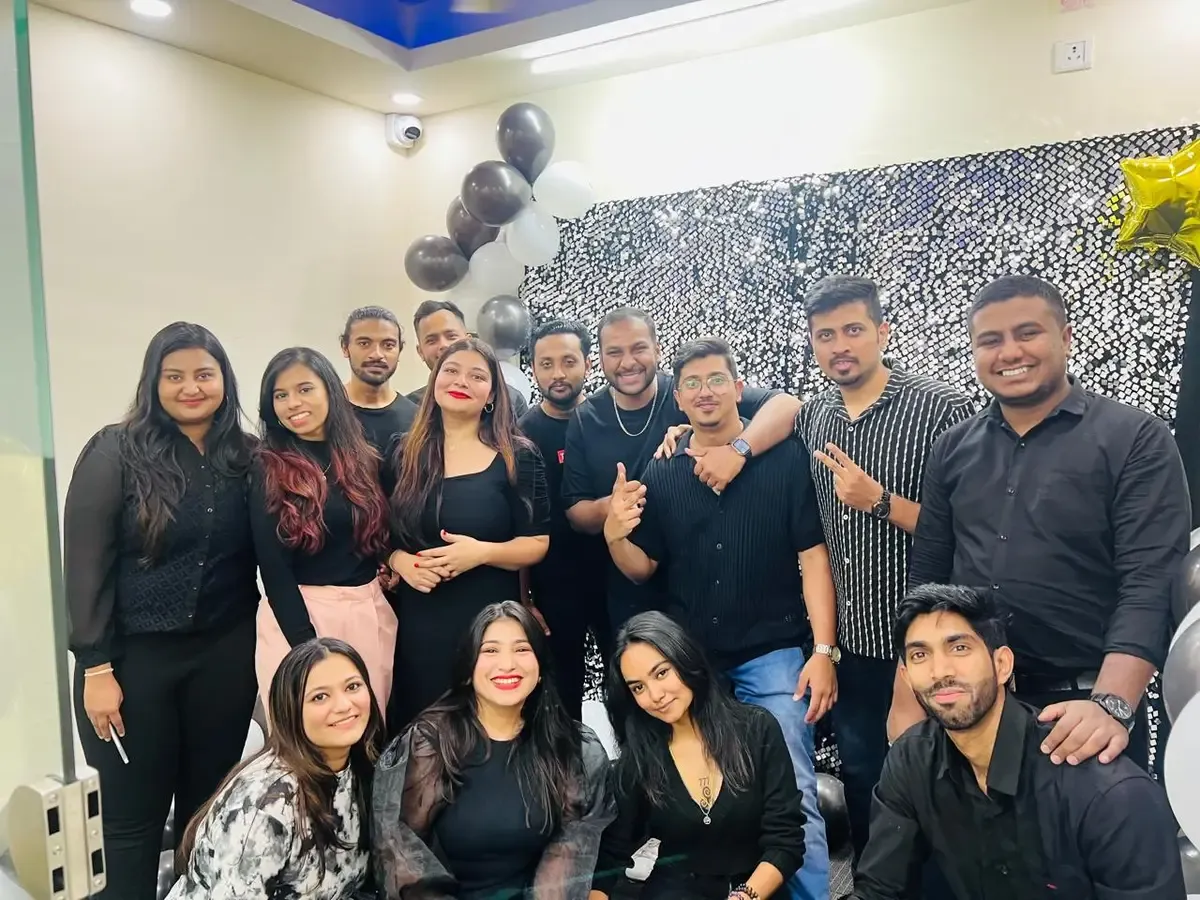 The team at an office celebration