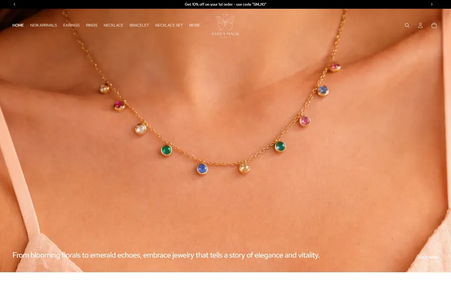 Sanya Malik — a store designed and built by Scaling Socials, desktop view