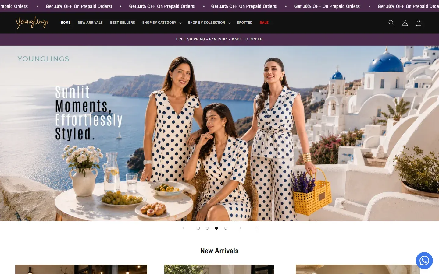 Younglings — a store designed and built by Scaling Socials, desktop view